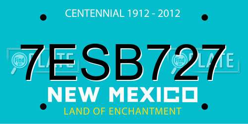 7ESB727 New Mexico License Plate