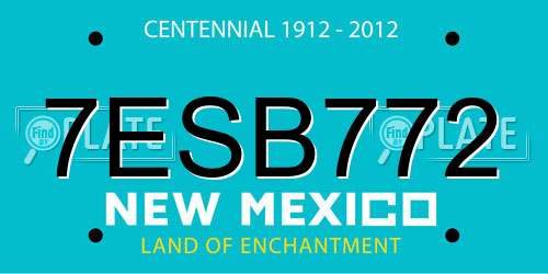 7ESB772 New Mexico License Plate