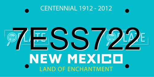 7ESS722 New Mexico License Plate