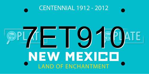 7ET910 New Mexico License Plate