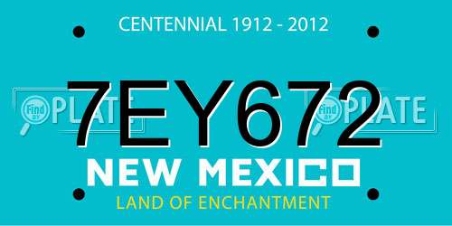 7EY672 New Mexico License Plate