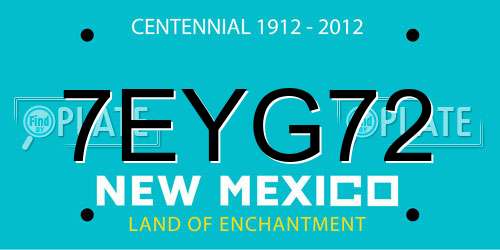 7EYG72 New Mexico License Plate
