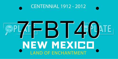 7FBT40 New Mexico License Plate