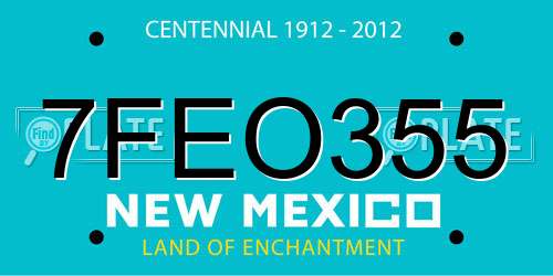 7FEO355 New Mexico License Plate