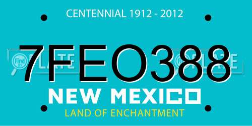 7FEO388 New Mexico License Plate