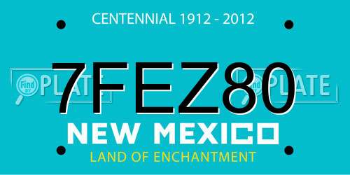 7FEZ80 New Mexico License Plate