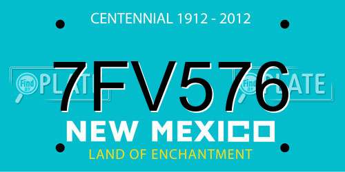 7FV576 New Mexico License Plate