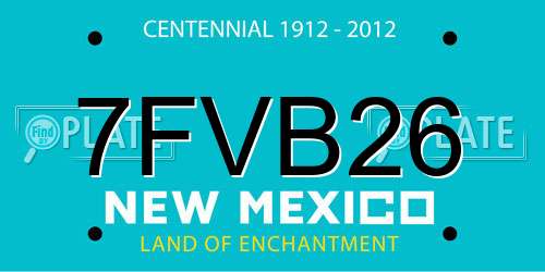7FVB26 New Mexico License Plate