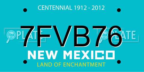 7FVB76 New Mexico License Plate