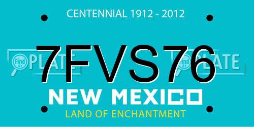 7FVS76 New Mexico License Plate