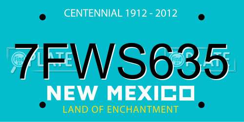7FWS635 New Mexico License Plate