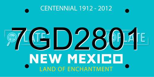 7GD2801 New Mexico License Plate