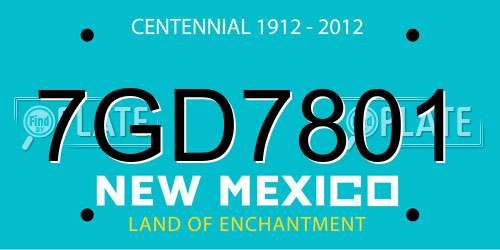 7GD7801 New Mexico License Plate