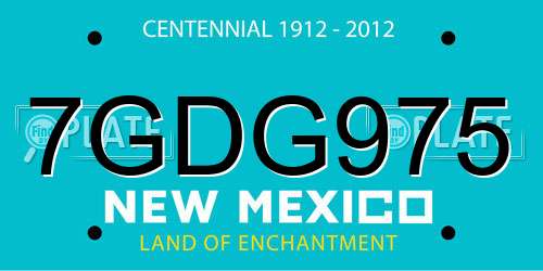 7GDG975 New Mexico License Plate