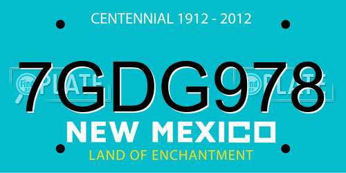 7GDG978 New Mexico License Plate