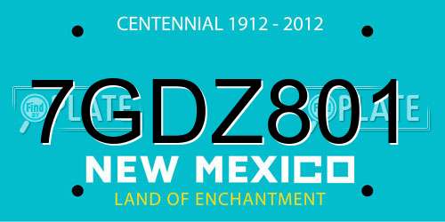 7GDZ801 New Mexico License Plate