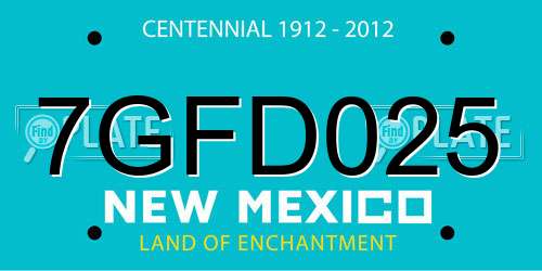 7GFD025 New Mexico License Plate
