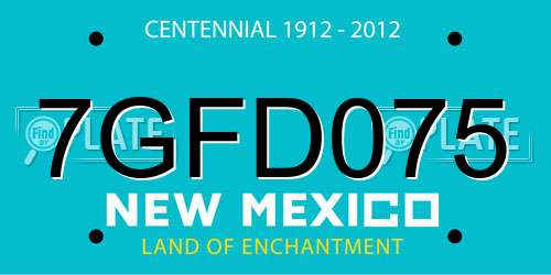 7GFD075 New Mexico License Plate