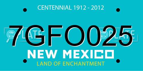 7GFO025 New Mexico License Plate