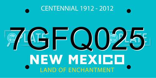 7GFQ025 New Mexico License Plate