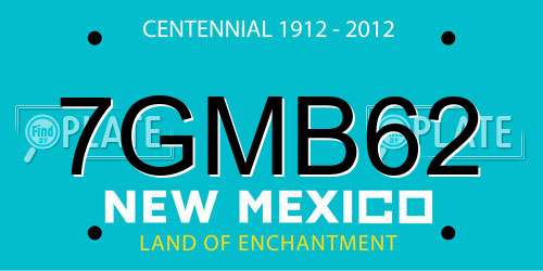 7GMB62 New Mexico License Plate