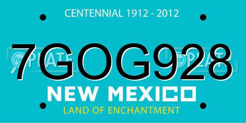 7GOG928 New Mexico License Plate