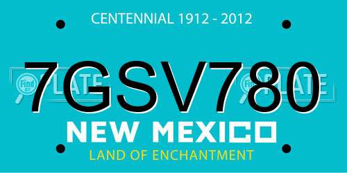 7GSV780 New Mexico License Plate