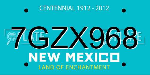 7GZX968 New Mexico License Plate