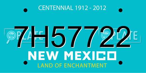 7H57722 New Mexico License Plate