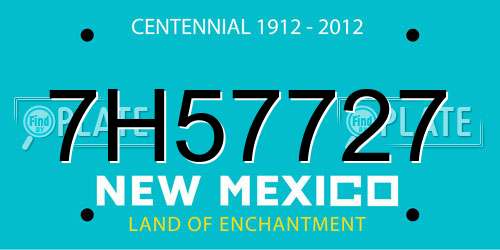 7H57727 New Mexico License Plate