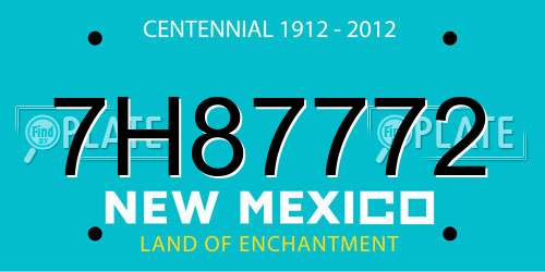 7H87772 New Mexico License Plate