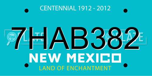 7HAB382 New Mexico License Plate