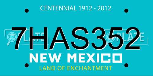 7HAS352 New Mexico License Plate