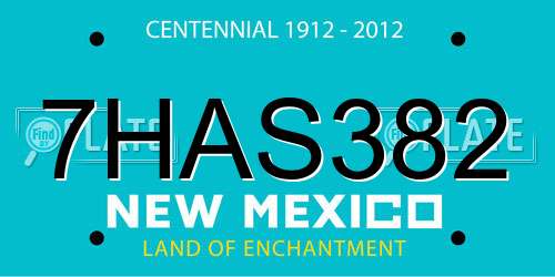 7HAS382 New Mexico License Plate