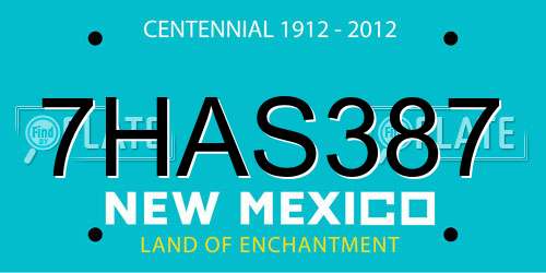 7HAS387 New Mexico License Plate
