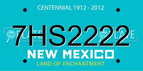 7HS2222 New Mexico License Plate