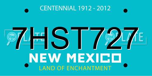 7HST727 New Mexico License Plate
