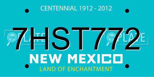 7HST772 New Mexico License Plate