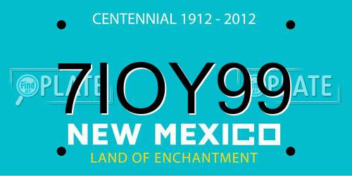 7IOY99 New Mexico License Plate
