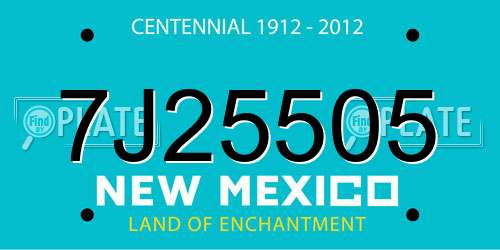 7J25505 New Mexico License Plate