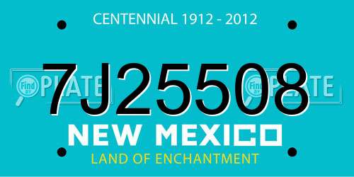 7J25508 New Mexico License Plate
