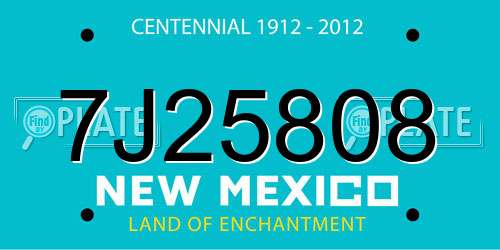 7J25808 New Mexico License Plate