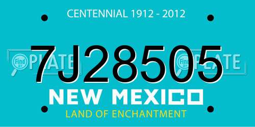 7J28505 New Mexico License Plate