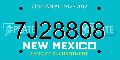 7J28808 New Mexico License Plate