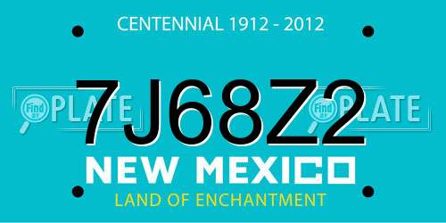 7J68Z2 New Mexico License Plate