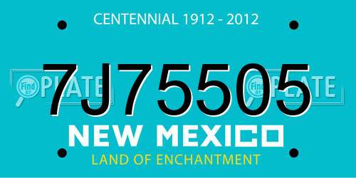 7J75505 New Mexico License Plate