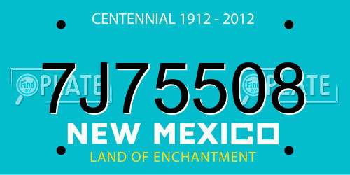 7J75508 New Mexico License Plate