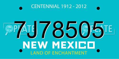 7J78505 New Mexico License Plate