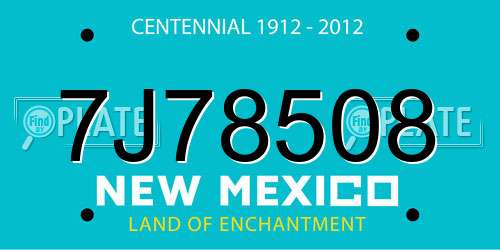 7J78508 New Mexico License Plate