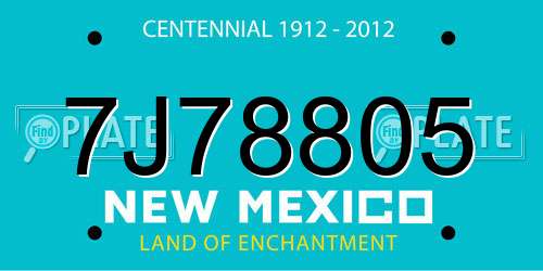 7J78805 New Mexico License Plate